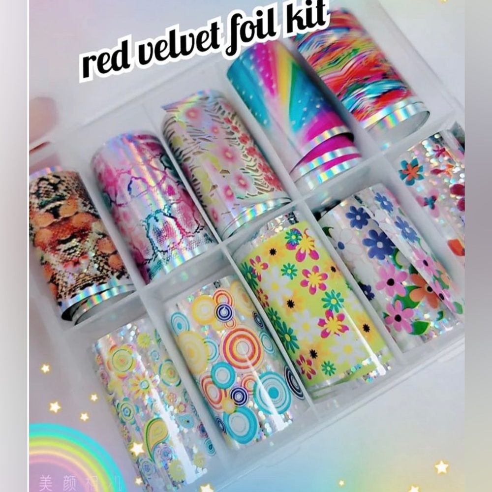 RED VELVET Nail Foil Kit 1/$15, 2/$25, 3/$30, 4/$35.$5 each additional!